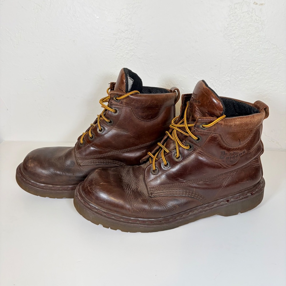 Vintage Dr. Martens 8699 Hiker Boots Made in England Brown Leather Mens 8